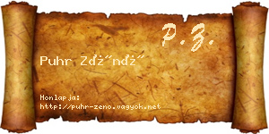Puhr Zénó névjegykártya